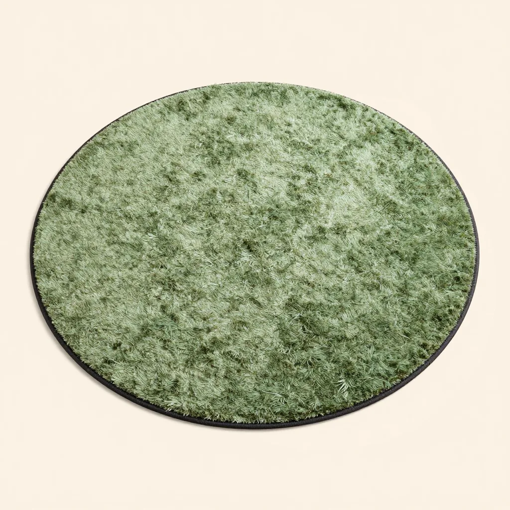 A round recycled-PET rug on a pale background